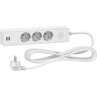 Schneider Electric jatkojohto - 3 pistorasiaa + 2 USB - Valkoinen Schneider Electric jatkojohto - 3 pistorasiaa + 2 USB - Valkoinen