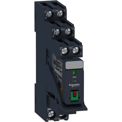 Relé eléctrico Schneider Electric RXG22B7PV - 2 contactos, 24V AC, 5A, Montaje en DIN Relé eléctrico Schneider Electric RXG22B7PV - 2 contactos, 24V AC, 5A, Montaje en DIN