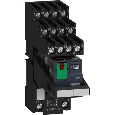 Schneider Electric RXM4AB2B7PVS - Relé miniatura 4W 6A 24V LED Schneider Electric RXM4AB2B7PVS - Relé miniatura 4W 6A 24V LED