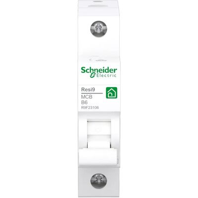 Schneider RESI9 1P B6A - Interruptor de protección - Blanco - 6 kA Schneider RESI9 1P B6A - Interruptor de protección - Blanco - 6 kA