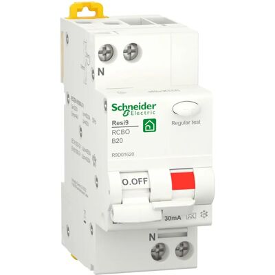 Schneider Electric R9D01620 - FI/LS 1P+N, 20A, B-Char., 30mA - Fehlerstromschutzschalter Schneider Electric R9D01620 - FI/LS 1P+N, 20A, B-Char., 30mA - Fehlerstromschutzschalter