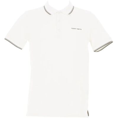 Teddy Smith Pasian 2 - Polo - À manches courtes, blanc, col à 3 boutons - Publicité Teddy Smith Pasian 2 - Polo - À manches courtes, blanc, col à 3 boutons - Publicité