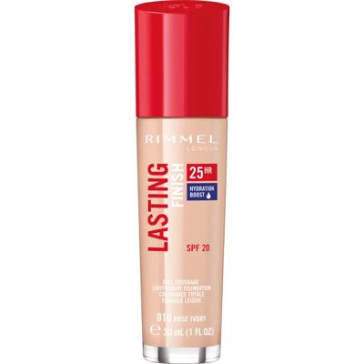 Fond de teint longue durée Rimmel London Rose Ivory - SPF20 - 25H, Couvrance totale, Hydratant Fond de teint longue durée Rimmel London Rose Ivory - SPF20 - 25H, Couvrance totale, Hydratant