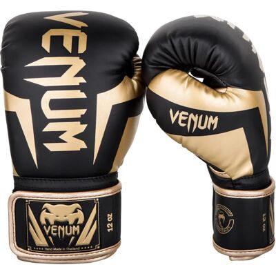 Venum Elite Skintex Guanti da Boxe con Gancio e Loop - Nero/Oro - 10 oz. Venum Elite Skintex Guanti da Boxe con Gancio e Loop - Nero/Oro - 10 oz.