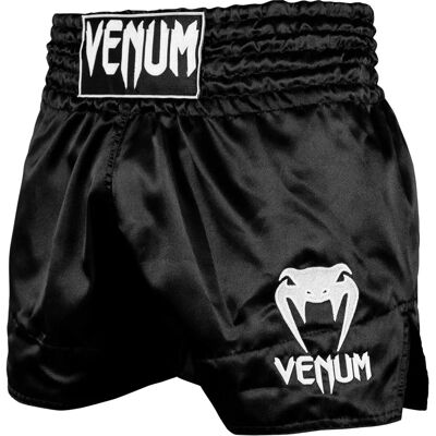 Shorts Muay Thai Classici Venum - Nero/Bianco - Pantaloni Muay Thai Shorts Muay Thai Classici Venum - Nero/Bianco - Pantaloni Muay Thai
