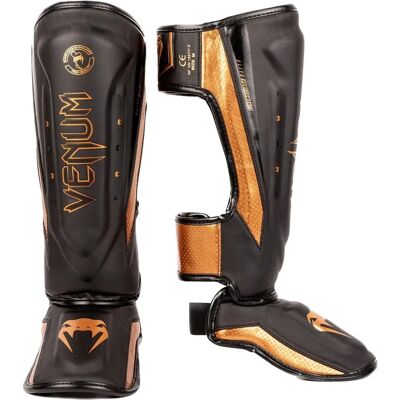 Venum Elite Evo Protezioni Shin e Instep - Nero/Bronzo XL Venum Elite Evo Protezioni Shin e Instep - Nero/Bronzo XL