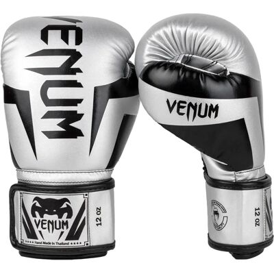 Venum Elite Boxing Gloves - Silver/Black - Impact-Absorbing, Durable, Comfortable Venum Elite Boxing Gloves - Silver/Black - Impact-Absorbing, Durable, Comfortable