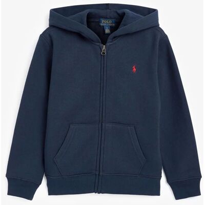 Polo Ralph Lauren Blue Hoodie - Logo-Embroidered Hoodie with Polo Pony Motif Polo Ralph Lauren Blue Hoodie - Logo-Embroidered Hoodie with Polo Pony Motif