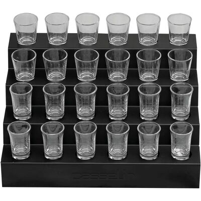 Espositore in acciaio epossidico nero Casselin con 24 bicchieri da shot - Display stand Espositore in acciaio epossidico nero Casselin con 24 bicchieri da shot - Display stand