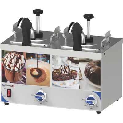 Distribuidor de salsa Casselin - Boquillas calefactadas dobles - 2,5L - Dispensador de salsa Distribuidor de salsa Casselin - Boquillas calefactadas dobles - 2,5L - Dispensador de salsa