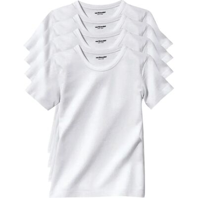 Vertbaudet White Cotton T-shirt Set - Short Sleeve, Ribbed Neck - T-shirts Vertbaudet White Cotton T-shirt Set - Short Sleeve, Ribbed Neck - T-shirts