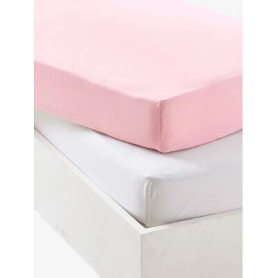 Drap-housses en jersey extensible pour bébé - 70x140 - Rose pâle + blanc Drap-housses en jersey extensible pour bébé - 70x140 - Rose pâle + blanc