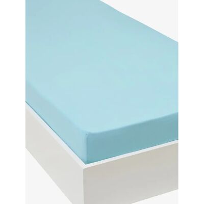 VERTBAUDET Lençol de algodão ajustável - Azul VERTBAUDET Lençol de algodão ajustável - Azul
