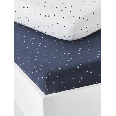 Set de 2 draps housses bébé Vertbaudet - Bleu marine - 60X120 Set de 2 draps housses bébé Vertbaudet - Bleu marine - 60X120