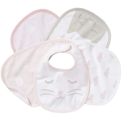 Baberos para recién nacido Vertbaudet - Pack de 5 - Rosa Claro Baberos para recién nacido Vertbaudet - Pack de 5 - Rosa Claro