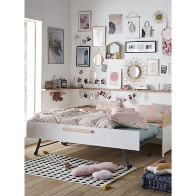 Lit enfant GUEST Vertbaudet Blanc - Gain de place, avec sommier, fabrication française Lit enfant GUEST Vertbaudet Blanc - Gain de place, avec sommier, fabrication française