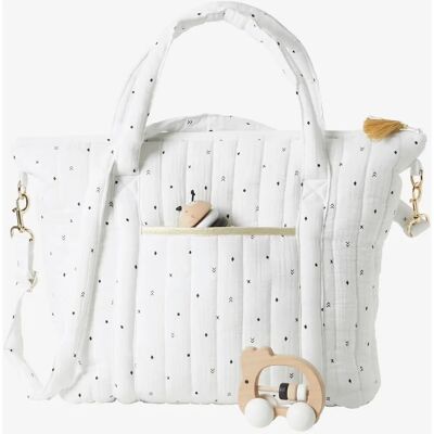 Vertbaudet Bolsa de pañales en gasa de algodón marfil - Práctica y elegante Vertbaudet Bolsa de pañales en gasa de algodón marfil - Práctica y elegante