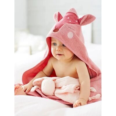 Vertbaudet Baby Bath Towel Set - Pink - Hooded Animal Design Vertbaudet Baby Bath Towel Set - Pink - Hooded Animal Design