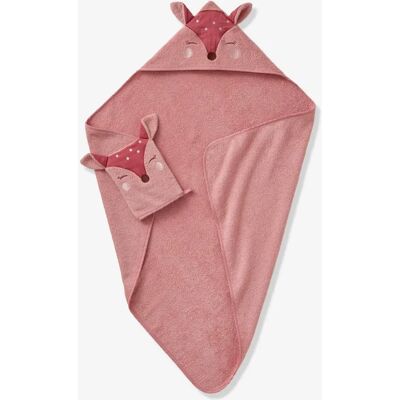 Ensemble de Bain Vertbaudet - Rose - 100x100 - Cape de Bain & Gant de Toilette Ensemble de Bain Vertbaudet - Rose - 100x100 - Cape de Bain & Gant de Toilette
