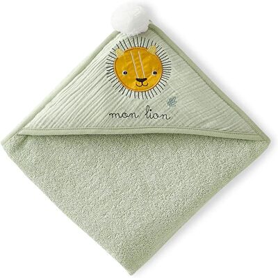 Vertbaudet Tanzania Green Cotton Bath Cape - 80x80cm Vertbaudet Tanzania Green Cotton Bath Cape - 80x80cm