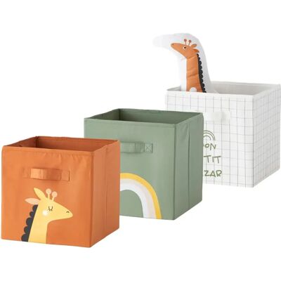 Vertbaudet Bacs de Rangement en Tissu Tanzanie - Lot de 3 Vertbaudet Bacs de Rangement en Tissu Tanzanie - Lot de 3