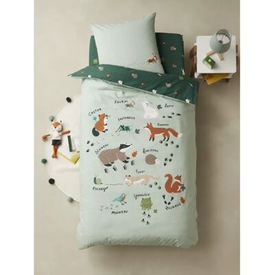 Vertbaudet Organic Cotton Kids Bedding Set - Green - 140x200 63x63 Vertbaudet Organic Cotton Kids Bedding Set - Green - 140x200 63x63