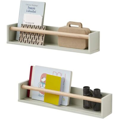 Lot de 2 étagères vertes Vertbaudet avec barre en hêtre - Bibliothèque - Publicité Lot de 2 étagères vertes Vertbaudet avec barre en hêtre - Bibliothèque - Publicité