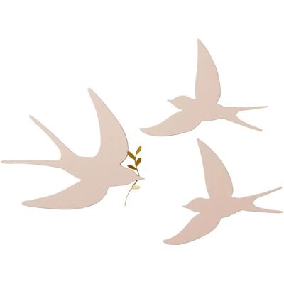 Vertbaudet Set of 3 Wooden Wall Birds - Spring Decor Vertbaudet Set of 3 Wooden Wall Birds - Spring Decor