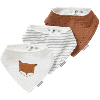 Vertbaudet Babadores de bebê - Conjunto de 3 bandanas de musselina de algodão - Marrom Vertbaudet Babadores de bebê - Conjunto de 3 bandanas de musselina de algodão - Marrom