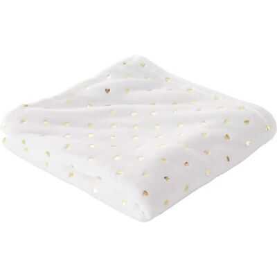 Vertbaudet Plaid with Gold Hearts - Kids Microfiber Blanket Vertbaudet Plaid with Gold Hearts - Kids Microfiber Blanket