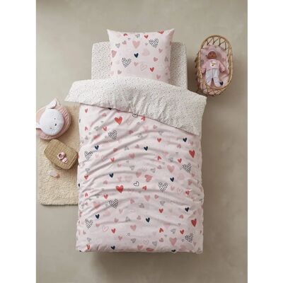 Ensemble housse de couette enfants Cœurs, coton, 140x150cm Ensemble housse de couette enfants Cœurs, coton, 140x150cm