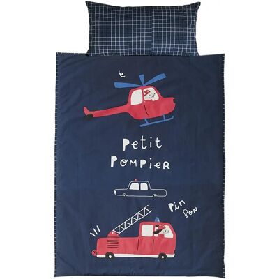 Vertbaudet Blue Firefighter Nap Mat for Kids - School Sleepy Bag Vertbaudet Blue Firefighter Nap Mat for Kids - School Sleepy Bag