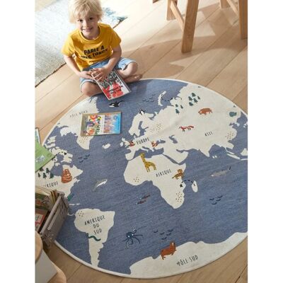 Vertbaudet Blue/Multicolor Planet Round Rug - Rug Vertbaudet Blue/Multicolor Planet Round Rug - Rug
