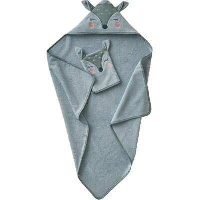 Vertbaudet Baby Bath Towel Set - Hooded Towel & Washcloth - Green Vertbaudet Baby Bath Towel Set - Hooded Towel & Washcloth - Green