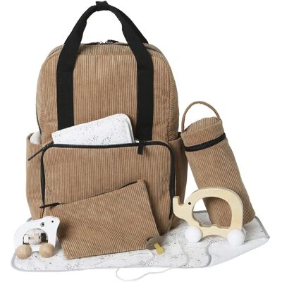 Mochila de pana color avellana Vertbaudet - Viaje - Bolsa para bebé Mochila de pana color avellana Vertbaudet - Viaje - Bolsa para bebé
