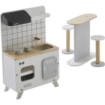 Mobilier de cuisine en bois blanc pour poupée - Vertbaudet Mobilier de cuisine en bois blanc pour poupée - Vertbaudet
