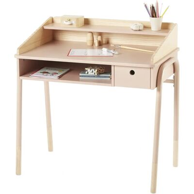 VERTBAUDET Mesa escolar primária - linha Amazonia rosa e cinza VERTBAUDET Mesa escolar primária - linha Amazonia rosa e cinza