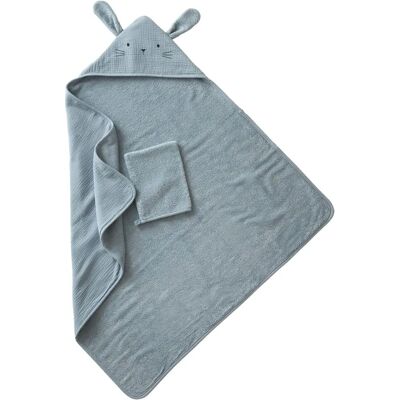 Vertbaudet Organic Cotton Baby Bath Cape - Blue Vertbaudet Organic Cotton Baby Bath Cape - Blue