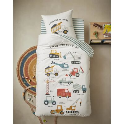 Vertbaudet Child Duvet Cover Set with Construction Theme - Duvet Cover Set Vertbaudet Child Duvet Cover Set with Construction Theme - Duvet Cover Set
