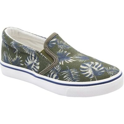 Vertbaudet Kaki Tropical Print Slip-on Sneakers - Sneakers Vertbaudet Kaki Tropical Print Slip-on Sneakers - Sneakers
