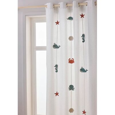 Vertbaudet White Under the Ocean Translucent Curtain with Marine Animal Motifs Vertbaudet White Under the Ocean Translucent Curtain with Marine Animal Motifs