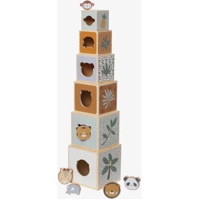 VERTBAUDET Cubos empilháveis em madeira FSC com formas de animais - Brinquedo VERTBAUDET Cubos empilháveis em madeira FSC com formas de animais - Brinquedo