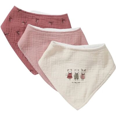 Babadores para bebê Vertbaudet - Musselina de algodão e terry - Pack de 3 Babadores para bebê Vertbaudet - Musselina de algodão e terry - Pack de 3