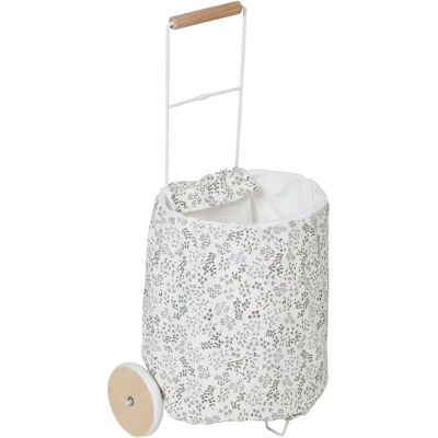 Carrinho de compras cinza claro em metal e tecido - Carrinho de compras Carrinho de compras cinza claro em metal e tecido - Carrinho de compras