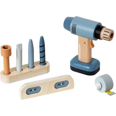 Conjunto de Furadeira de Madeira Cinza Escuro - Brinquedo Educativo Conjunto de Furadeira de Madeira Cinza Escuro - Brinquedo Educativo