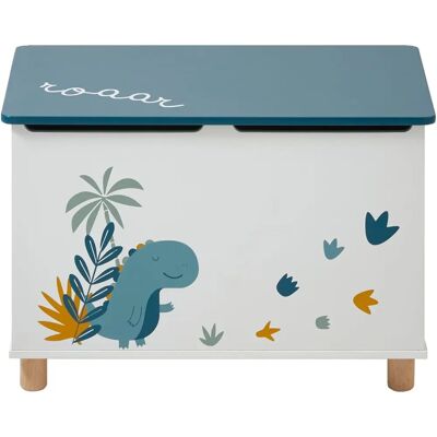 Vertbaudet Dinosaur Toy Chest - White - Secure Lid - Children Safe Vertbaudet Dinosaur Toy Chest - White - Secure Lid - Children Safe