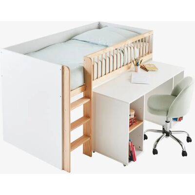 Cama loft branca Vertbaudet com secretária dobrável - Móveis infantis Cama loft branca Vertbaudet com secretária dobrável - Móveis infantis
