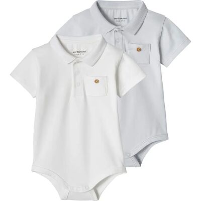 Vertbaudet Baby Bodies Set - Blue Polo Collar - 6M Vertbaudet Baby Bodies Set - Blue Polo Collar - 6M