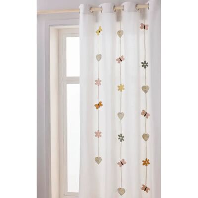 Vertbaudet Ecru/White Butterfly Flower Kids Room Curtain - Curtain Vertbaudet Ecru/White Butterfly Flower Kids Room Curtain - Curtain