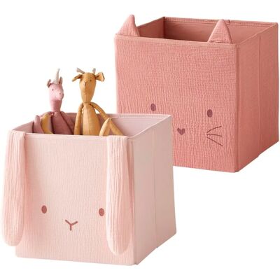Paniers de rangement en gaze de coton rose Vertbaudet Paniers de rangement en gaze de coton rose Vertbaudet